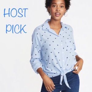 POLKA DOT TIE FRONT TOP